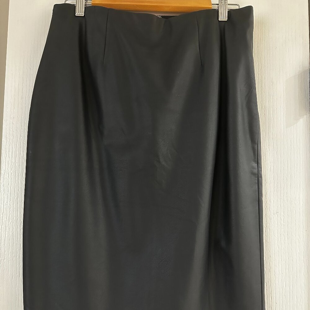 Ann Taylor Black Leather Skirt Size 10